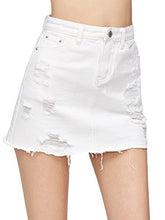 Load image into Gallery viewer, Verdusa Women's Casual Distressed Fray Hem A-Line Denim Short Skirt White XL