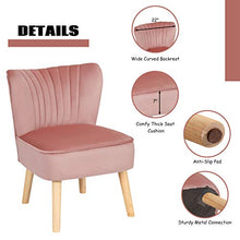 Load image into Gallery viewer, Giantex Velvet Accent Chair with Ottoman, Modern Tufted Upholstered Chair with Footrest, Firm Wood Legs, Leisure Single Club Chair Set for Living Reading Room Bedroom (Pink)