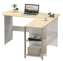 Load image into Gallery viewer, SHW Cyrus L Desk with Shelves, Oak