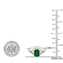 Load image into Gallery viewer, Dazzlingrock Collection 7X5 MM Emerald Lab Created Emerald & Round Natural White Diamond Ladies Split Shank Engagement Ring, 10K White Gold, Size 7