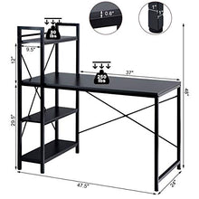 Load image into Gallery viewer, Tangkula Tower Computer Desk with 4 Tier Shelves, Study Writing Table with Storage Bookshelves, Modern Compact Home Office Workstation, 47.5" Tower PC with Steel Frame & Adjustabe Feet Pad