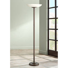 Load image into Gallery viewer, Meridian Light Blaster Modern Torchiere Floor Lamp Oiled Rubbed Bronze Frosted Glass Shade CFL Bulbs for Living Room Bedroom Uplight - Possini Euro Design