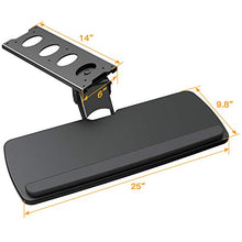 Load image into Gallery viewer, HUANUO Keyboard Tray Under Desk,360 Adjustable Ergonomic Sliding Keyboard & Mouse Tray, 25" W x 9.8" D, Black