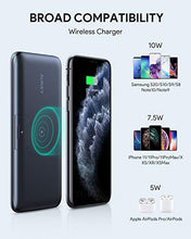 Load image into Gallery viewer, USB C Power Bank, AUKEY Wireless 10000mAh Portable Charger with Foldable Stand, 18W Power Delivery & Quick Charge 3.0 Power Bank for iPhone 11/11 Pro, Samsung, iPad & More (1ft A-to-C Cable Included)