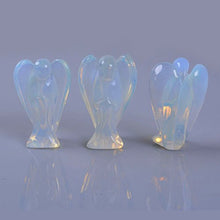 Load image into Gallery viewer, Justinstones Carved Synthetic Moonstone Opalite Glass Peace Angel Pocket Guardian AngelHealing Statue 1.5 inch