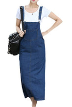 Load image into Gallery viewer, Vemubapis Women Denim Overall Dress Jeans Jumper Adjustable Pinafore Dresses Skirt Blue US 8