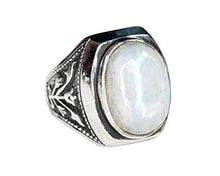 Load image into Gallery viewer, Sterling Silver Men Ring,Natural Rainbow Moonstone Gemstone, Free Express Shipping