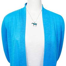 Load image into Gallery viewer, Horse Necklace Sterling Silver Genuine Turquoise & Gemstones with 20" Chain (Teal/Matrix Turquoise)