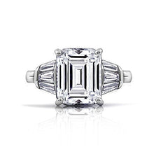 Load image into Gallery viewer, Diamonbliss Platinum Sterling Silver Cubic Zirconia Emerald Cut Ring, Size 8
