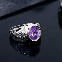 Load image into Gallery viewer, Gem Stone King 925 Sterling Silver Oval Amethyst Men's Ring 4.60 Ct (Size 10)