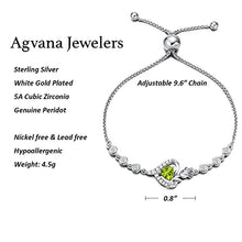 Load image into Gallery viewer, Agvana Fine Jewelry August Birthstone Necklace Bracelet for Women Sterling Silver Genuine Peridot CZ Rose Flower Heart Pendant Mothers Day Gifts for Mom Anniversary Birthday Gifts for Girls Her