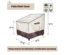 Load image into Gallery viewer, F&J Outdoors Waterproof Patio Chair Covers UV Resistant Eco-Friendly Fabric Outdoor Lounge Chair Straight Back Chair Covers, 33Wx34Dx32H inch,Beige+Brown,2Pack