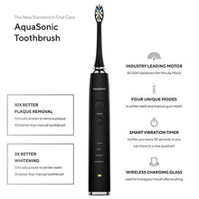 Load image into Gallery viewer, AquaSonic Black Series PRO Ultra Whitening 40,000 VPM Rechargeable Electric Toothbrush w/Revolutionary Wireless Charging Glass, 6 Adaptive Proflex Brush Heads & Travel Case - 4 Modes w Smart Timer