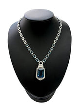 Load image into Gallery viewer, RB Gems Sterling Silver 925 Statement Pendant Necklace Genuine Gemstone 24 mm with Rhodium-Plated Finish (London-Blue-Topaz)