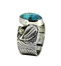 Load image into Gallery viewer, YoTreasure Blue Copper Turquoise Solid Sterling Silver Brass Leaf Design Ring