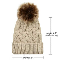 Load image into Gallery viewer, Durio Baby Hats Knit Baby Girl Hats Warm Thick Baby Girl Winter Hat Cute Toddler Hat Girl Boy H Ivory White & Gray & Pink & Khaki One Size