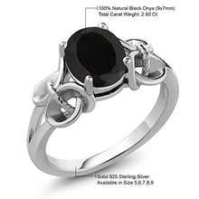 Load image into Gallery viewer, Gem Stone King 925 Sterling Silver Black Onyx Women's Engagement Ring (2.60 Cttw Oval 9X7MM) (Size 7)