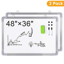 Load image into Gallery viewer, Whiteboard, GALSOAR 48x36 Inches 2PCs Large Size Wall-Mounted Aluminum Frame Dry Erase Boards, White Board with Invisible Nails for Office, Classroom, Home