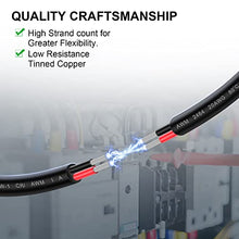 Load image into Gallery viewer, Geosiry Electrical Wire - 20Ft 20AWG Tinned Copper Hookup Wire, 2 Core Flexible Extension Power Cord for Auto,Insulated Stranded Cable for Outdoor Lighting Boat Marine Solar -Black(20AWG 20Ft)