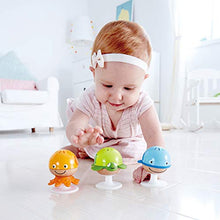 Load image into Gallery viewer, Hape Beaded Raindrops | Mini Wooden Musical Shake & Rattle Rainmaker Toy, Blue, Model Number: E0328B & Put-Stay Rattle Set | Three Sea Animal Suction Rattle Toys, Baby Educational Toy Set