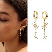 Load image into Gallery viewer, MYEARS Women Evil Eye Earrings Gold Hoop Huggie Diamond CZ Inlay Teardrop Charm Dangle Drop 14K Gold Filled Tiny Boho Beach Simple Delicate Handmade Hypoallergenic Luckily Jewelry Gift