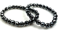 Load image into Gallery viewer, PURPLE WHALE 8mm Black Shiny Faceted Hematite Gemstone Bracelet- Beautiful, Magnetic, Arthritis Pain Relief, Stretchable, Men, Women, Stylish Wrist Jewelry, 2 Pieces Set