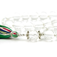 Load image into Gallery viewer, Silver Inches 33 Quartz Rock Crystal Muslim Tasbih Prayer Beads with Cotton Tassel