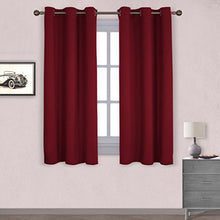 Load image into Gallery viewer, NICETOWN Holiday Decor Thermal Insulated Solid Grommet Blackout Curtains/Drapes for Living Room on Christmas & Thanksgiving (1 Pair, 42 by 63 inches, Burgundy Red)