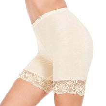 Load image into Gallery viewer, MANCYFIT Slip Shorts for Women Short Leggings Mid Thigh Legging Plus Size Lace Undershorts Beige X-Large