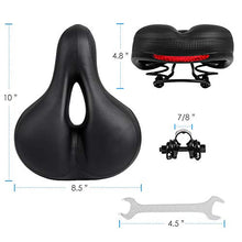 Load image into Gallery viewer, Puroma Bicycle Saddle Dual Spring Designed Suspension Shock Absorbing, Leather Bike Seat Pad Mounting Wrench Waterproof Protection Bike Seat Cover (Black)