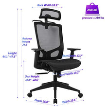 Load image into Gallery viewer, Statesville Ergonomic Mesh Office Chair - High Back Adjustable Backrest Armrest Headrest Computer Desk Chair with Coat Hanger, Black