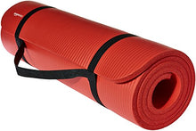 Load image into Gallery viewer, AmazonBasics Extra Thick Exercise Yoga Gym Floor Mat with Carrying Strap - 74 x 24 x .5 Inches, Red