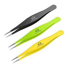 Load image into Gallery viewer, Fine Point Tweezers for Women and Men – Splinter, Ticks, Facial or Chin Hair, Brow and Ingrown Hair Removal – Sharp, Needle Nose, Stainless Steel, Surgical Tweezers Precision Pluckers Majestic Bombay