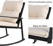 Load image into Gallery viewer, Walsunny 3 Pieces Patio Set Outdoor Wicker Patio Furniture Sets Modern Rocking Bistro Set Rattan Chair Conversation Sets with Coffee Table(Beige)