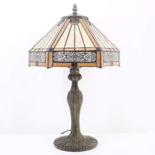 Load image into Gallery viewer, Tiffany Lamps Yellow Hexagon Stained Glass Lampshade Antique Base Mission Style End Coffee Table Lamps Read Lighting W12 H18 Inch for Living Room Bedroom Bedside Desk S011 WERFACTORY