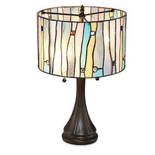 Load image into Gallery viewer, Serena D'italia Tiffany Style Table Lamps Contemporary, Mosaic Stained Glass Lamp, Antique, Victorian, Vintage Styling, Double Pull Chain (Blue, White, Yellow)