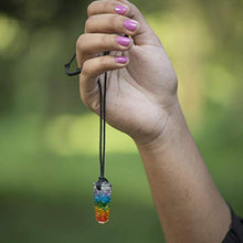 Load image into Gallery viewer, Orgone Chakra Crystals Bullet Necklace With Healing Stones for Emf Protection - Healing Crystals Chakra Necklace - crystal Jewelry for Women - Chakra Stones Based Crystal Pendant Necklace for Men