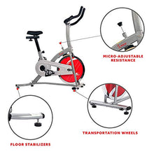 Load image into Gallery viewer, Sunny Health & Fitness Indoor Exercise Stationary Bike with Digital Monitor, 22 LB Chromed Flywheel (Felt Resistance)