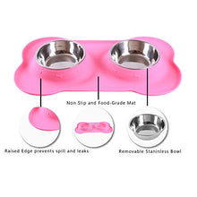 Load image into Gallery viewer, Hubulk Pet Dog Bowls 2 Stainless Steel Dog Bowl with No Spill Non-Skid Silicone Mat + Pet Food Scoop Water and Food Feeder Bowls for Feeding Small Medium Large Dogs Cats Puppies (S, Pink)
