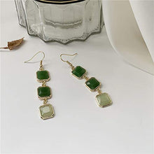 Load image into Gallery viewer, Edil Fantas Women's Green Crystal Long Dangle Earrings 14k Gold Plated Earrings for Women Girl Hook Light Weight Birthday Valentine's Day Mothers Day Christmas Gift