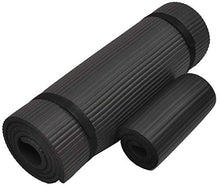 Load image into Gallery viewer, Everyday Essentials 1/2-Inch Extra Thick High Density Anti-Tear Exercise Yoga Mat with Knee Pad and Carrying Strap, Black