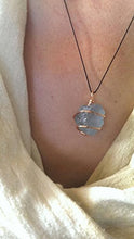 Load image into Gallery viewer, Celestite Necklace! 19" Celestite Spiral Wrapped Copper Jewelry! Rare Crystal Pendant on an 18" inch Natural Silk Chain. Ocean Blue Madagascar Celestite AKA Celestine. Metaphysical Crystal Jewelry.