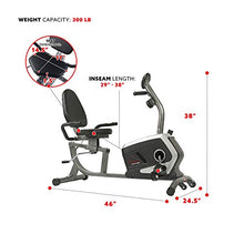 Load image into Gallery viewer, Sunny Health & Fitness Magnetic Recumbent Bike Exercise Bike with Digital Monitor, 300 lb Capacity, Easy Adjustable Seat, Pulse Rate Monitor