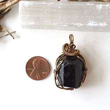 Load image into Gallery viewer, Raw Genuine Black Tourmaline Crystal Pendant Necklace For Men Women - Crystal Gemstone 24 Inch Antique Bronze - October Birthstone - Unisex Hypoallergenic Jewelry