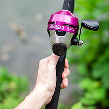 Load image into Gallery viewer, Zebco 202 Spincast Reel and Fishing Rod Combo, 5-Foot 6-Inch 2-Piece Fishing Pole, Size 30 Reel, Right-Hand Retrieve, Pre-Spooled with 10-Pound Zebco Line, Includes 27-Piece Tackle Kit, Pink