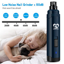 Load image into Gallery viewer, Casfuy Dog Nail Grinder Upgraded - Professional 2-Speed Electric Rechargeable Pet Nail Trimmer Painless Paws Grooming & Smoothing for Small Medium Large Dogs & Cats (Dark Blue)