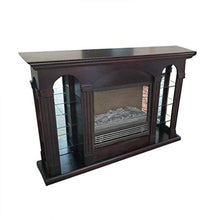 Load image into Gallery viewer, GOOD & GRACIOUS Electric Fireplace TV Stand for Up to 65" Flat Screen TV, Retro Entertainment Center with Tempered Glass Storage Shelves, for Living Room or Bedroom