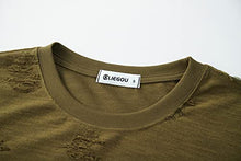 Load image into Gallery viewer, KLIEGOU Mens Hipster Hip Hop Round Hemline Hole T Shirt 1805 (Light Grey L)