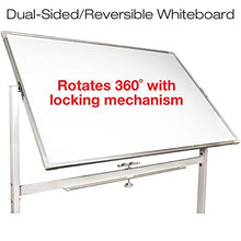 Load image into Gallery viewer, Large 48"x32" White Board on Wheels: 1 Reversible Magnetic Dry Erase Board with Rolling Stand, 4 Dry Erase Markers, 1 Eraser, 4 Magnets, 1 Marker Tray