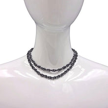 Load image into Gallery viewer, MGR MY GEMS ROCK! BjB 4MM Petite Faceted Cut Hematite Beaded Endless Infinity Long Necklace, Approx. 70-Inch Long.